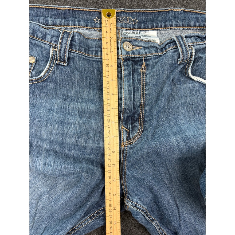 Cinch Carter 2.0 Mens Distressed Relaxed Bootcut Jeans Blue 38x36 (FITS 35x34) - Picture 5 of 12